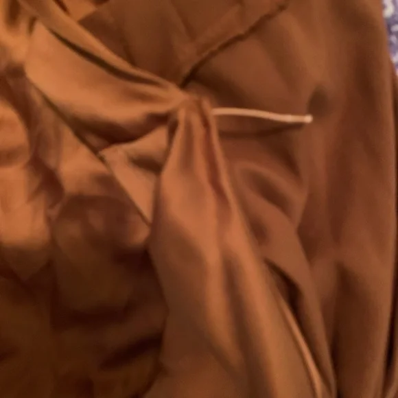 Bar III Womens satin Brown Short Sleeve V Neck Tea-Length Dress Size XL - Picture 5 of 6